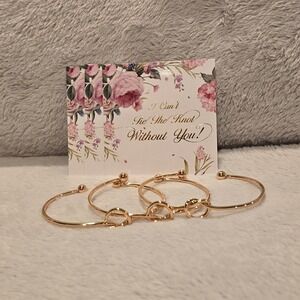 Set of 3 Rose Gold Love Knot Bridesmaid Proposal Cuff Bracelets with Cards